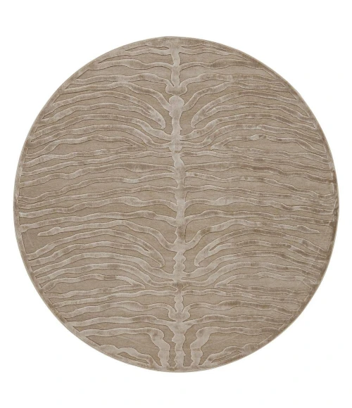 Feizy Saphir Cabin & Lodge Animal Print, Tan/Ivory, 7'-6" x 7'-6" Round Rug