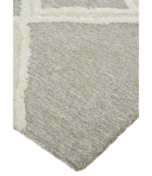 Feizy Anica Moroccan Wool Tufted Rug, Moroccan Style, Taupe/Ivory, 4ft x 6ft Accent Rug