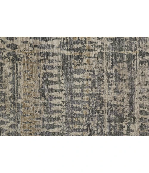 Feizy Palomar Luxe Hand-Knot Area Rug, Charcoal Gray/Light Beige, 9x6in x 13x6in