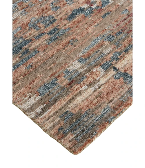 Feizy Conroe Luxe Abstract Hand-Knot Rug, Copper/Blue/Henna, 2ft x 3ft Accent Rug