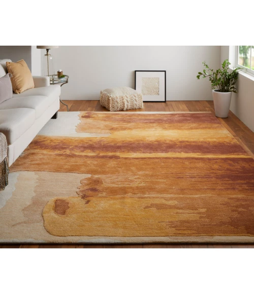 Feizy Anya Industrial Abstract, Red/Orange/Ivory, 2' x 3' Area Rug