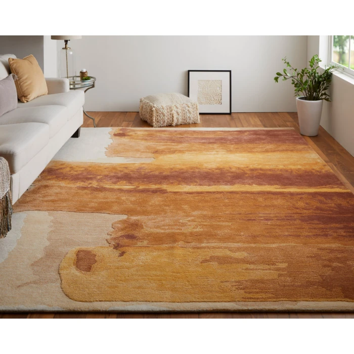 Feizy Anya Industrial Abstract, Red/Orange/Ivory, 5' x 8' Area Rug