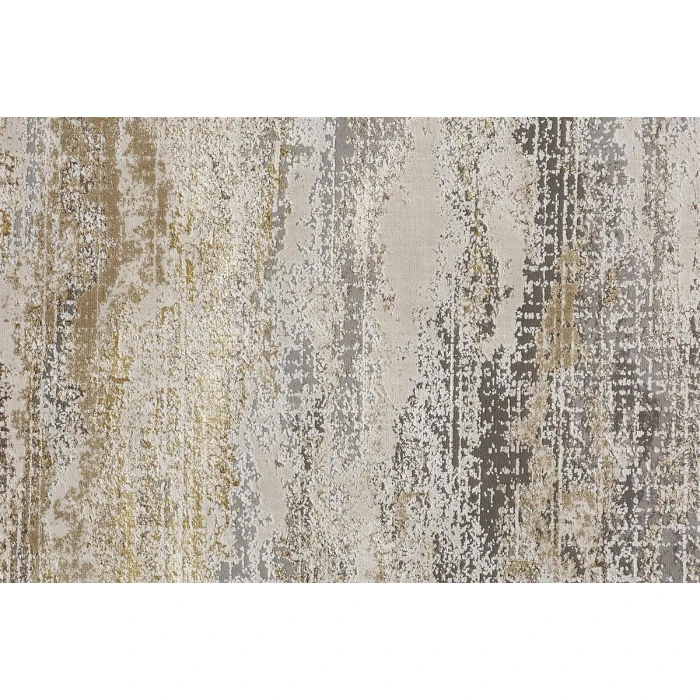 Feizy Aura Industrial Abstract, Gold/Gray/Ivory, 9'-2" x 12' Area Rug
