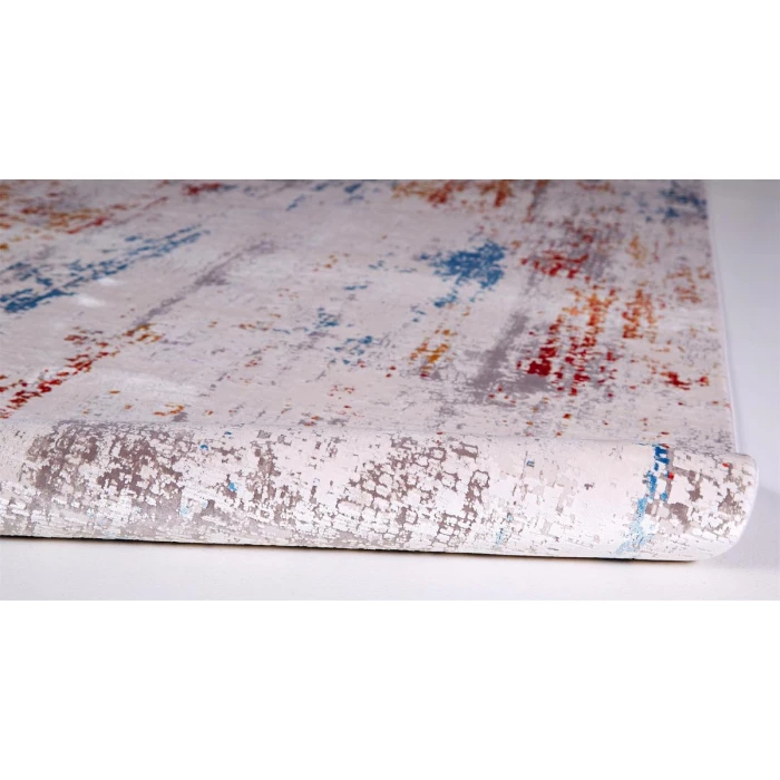 Feizy Cadiz Industrial Abstract, Gray/Red/Blue, 13' x 20' Area Rug