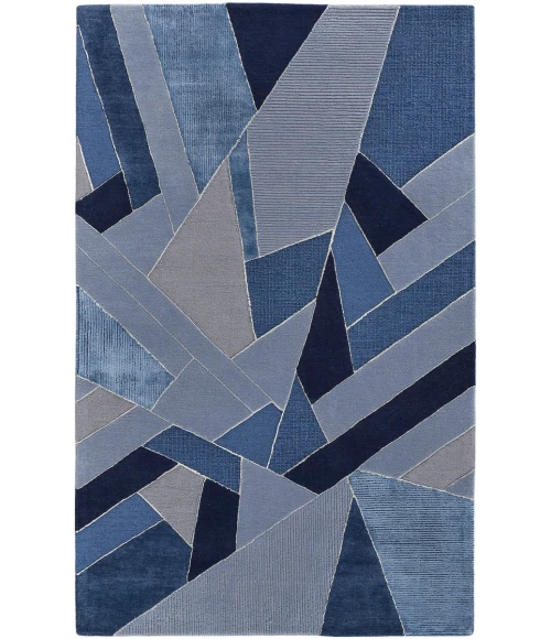 Feizy Nash Farmhouse Geometric, Blue/Silver, 9' x 12' Area Rug