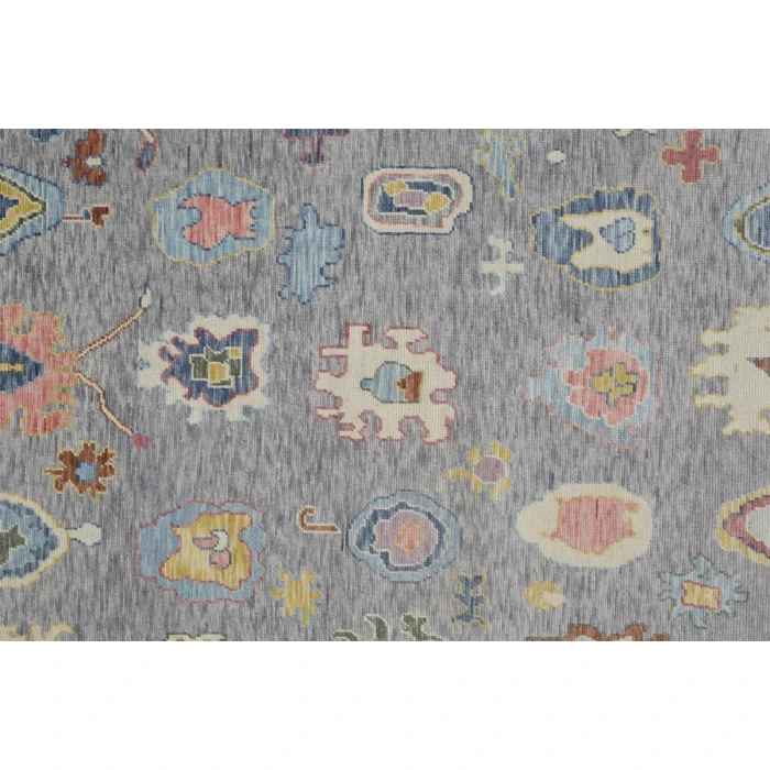 Feizy Karina Hand-Knotted Botanical Area Rug, Cool Gray/Blue, 9ft-6in x 13ft-6in