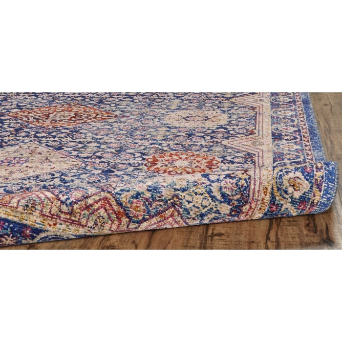 Feizy Torina Classic Oriental, Blue/Red/Gold, 9'-6" x 12'-7" Area Rug