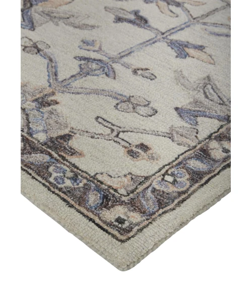Feizy Fallon Rustic Farmhouse Rug, Light Gray/Cornflower Blue, 5ft x 8ft