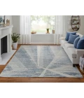 Feizy Brighton Casual Abstract, Ivory/Blue/Silver, 4' x 6' Accent Rug