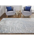 Feizy Azure Industrial Abstract, Blue/Silver/Gray, 12' x 18' Area Rug
