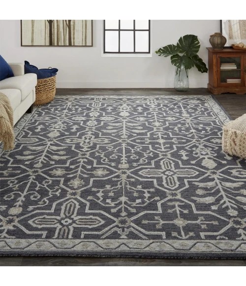 Feizy Fallon Rustic Farmhouse Rug, Ornamental, Odyssey Gray, 2ft x 3ft Accent Rug
