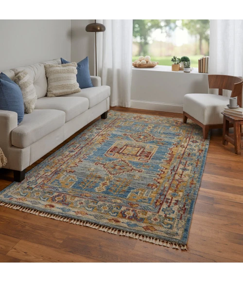 Feizy Fillmore Bohemian & Eclectic Geometric, Blue/Yellow/Red, 9' x 12' Area Rug