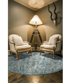 Feizy Keats Blue/Taupe/Ivory 6523475F 8ft.9in. x 8ft.9in. Round Rug
