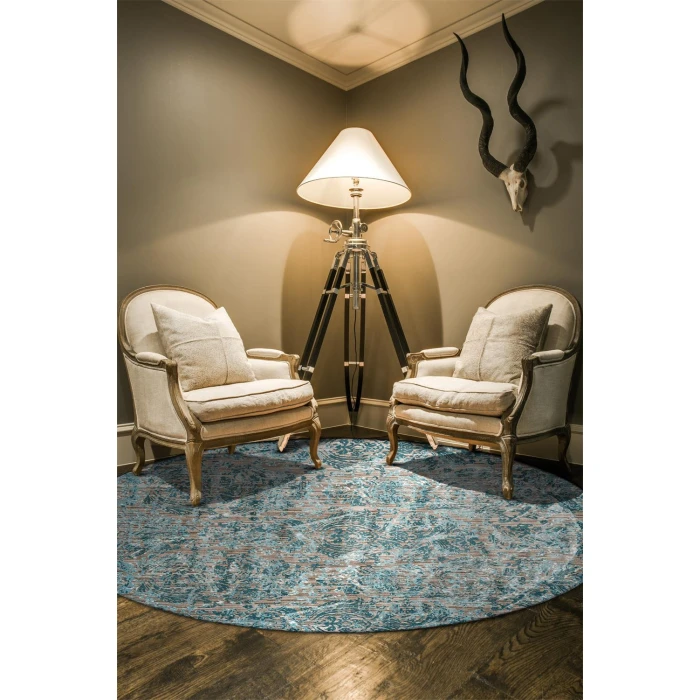 Feizy Keats Blue/Taupe/Ivory 6523475F 8ft.9in. x 8ft.9in. Round Rug