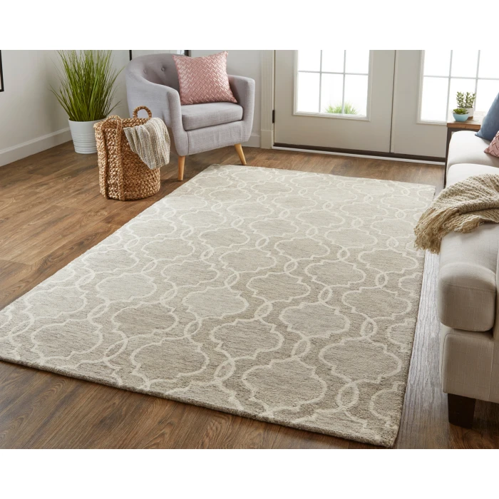 Feizy Belfort Cottage Trellis & Lattice, Gray/Ivory, 10' x 14' Area Rug