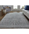 Feizy Francisco Southwestern Tribal Rug, Ivory/Charcoal Gray, 12' x 15' Area Rug
