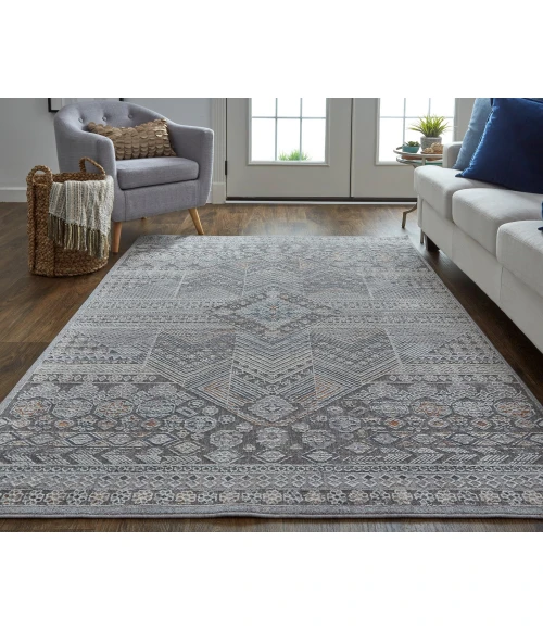 Feizy Francisco Southwestern Tribal Rug, Ivory/Charcoal Gray, 12' x 15' Area Rug