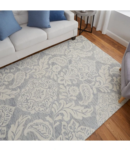 Feizy Belfort Classic Medallion, Blue/Ivory, 10' x 14' Area Rug