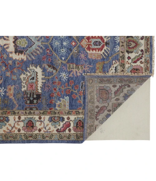 Feizy Beall Luxury Wool Rug, Ornamental Border, Classic Blue, 2ft x 3ft Accent Rug