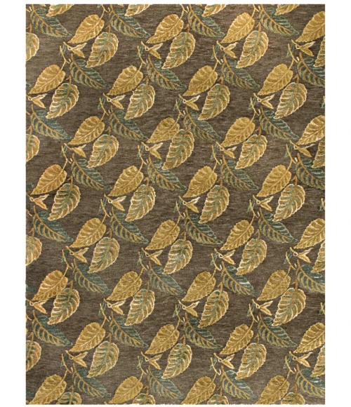 Feizy Leafscape CHARCOAL 2857275F 7 ft. 9 in. X 9 ft. 9 in. Rectangle Rug
