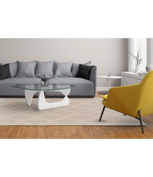 Feizy Prasad Global Geometric, Ivory/Tan, 8' x 11' Area Rug