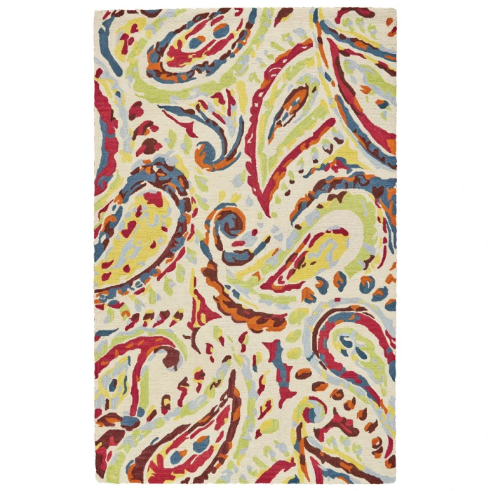 Feizy Liana Casual Abstract, Red/Green/Ivory, 12' x 15' Area Rug