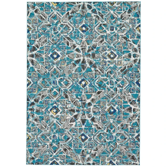 Feizy Brixton Bohemian & Eclectic Geometric, Blue/Ivory/Taupe, 10' x 13'-2" Area Rug