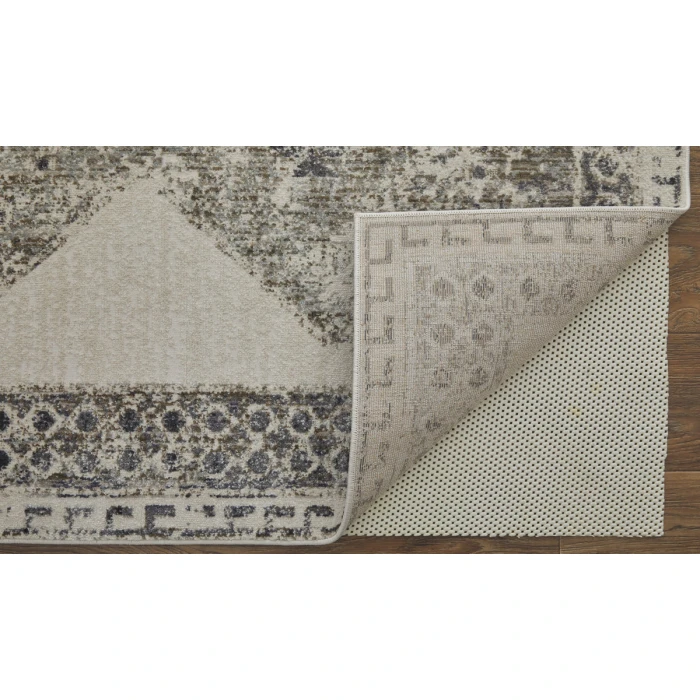 Feizy Kano Classic Distressed, Ivory/Taupe/Gray, 7'-10" x 11' Area Rug