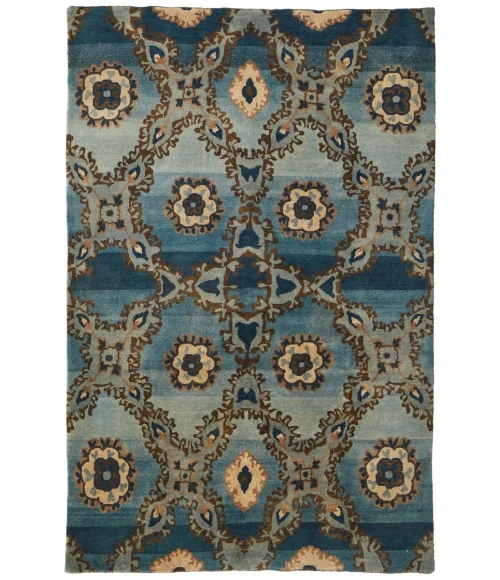Feizy Amzad Craftsman Ikat, Blue/Gray/Tan, 9'-6" x 13'-6" Area Rug