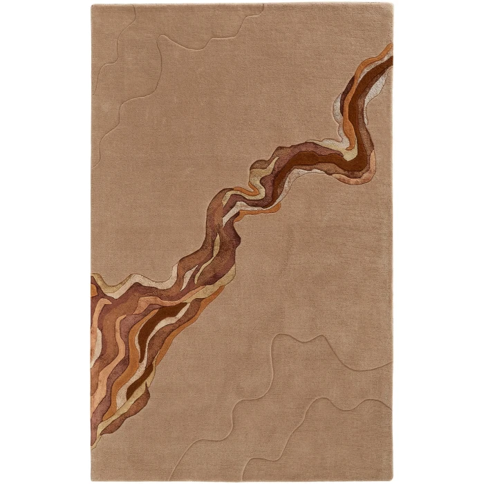 Feizy Serrano Industrial Abstract, Tan/Orange, 5' x 8' Area Rug