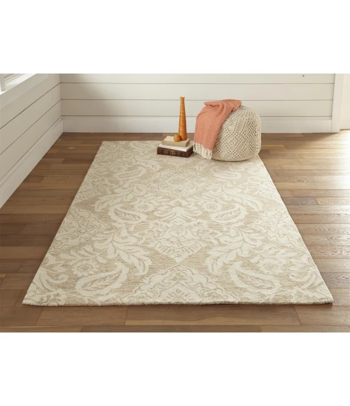 Feizy Belfort Modern Floral Paisley Rug, Latte Tan/Ivory, 9ft x 12ft Area Rug