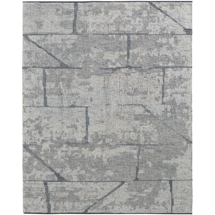 Feizy Alford Minimalist Eyelash Wool Rug, Light Gray/Brown, 7ft-9in x 9ft-9in Area Rug
