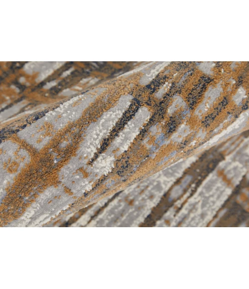 Feizy Clio Industrial Abstract, Blue/Orange/Gray, 9' x 12' Area Rug