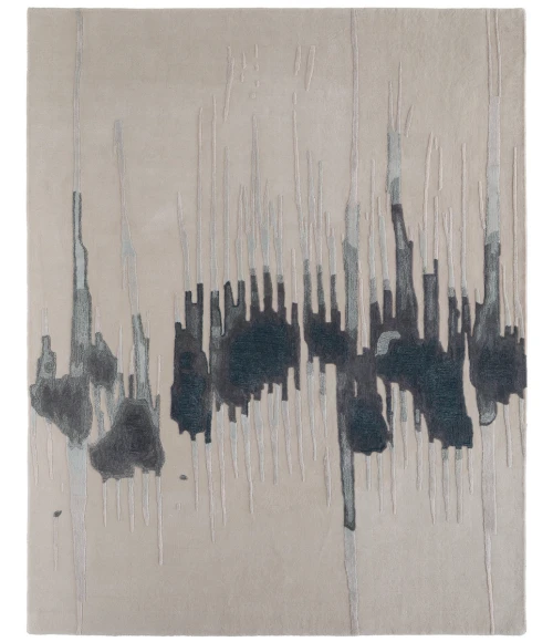 Feizy Anya Industrial Abstract, Ivory/Blue/Gray, 2' x 3' Area Rug