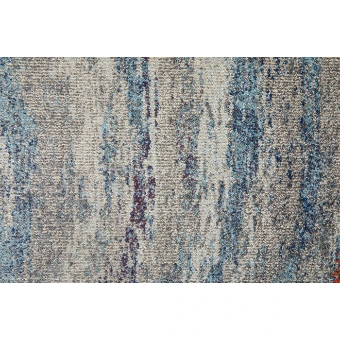 Feizy Edgemont Casual Abstract, Blue/Gray/Orange, 10' x 14' Area Rug