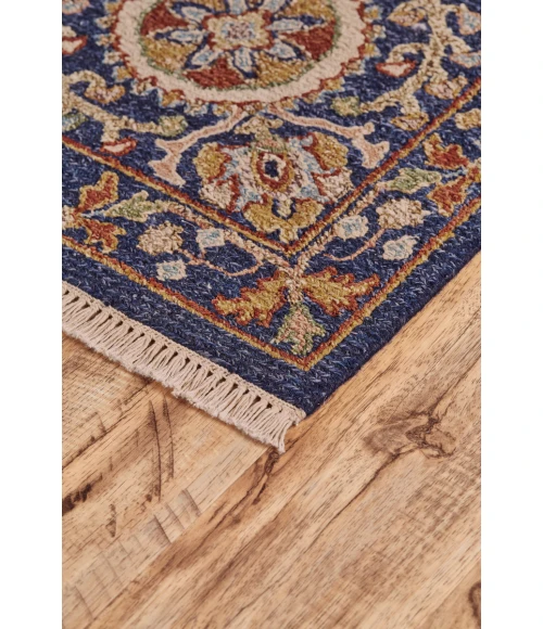 Feizy Amherst Classic Geometric, Blue/Gold/Red, 9'-6" x 13'-6" Area Rug