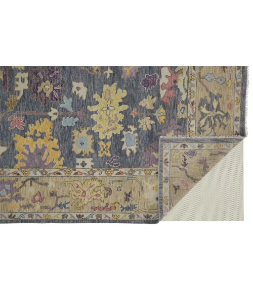 Feizy Karina Hand-Knotted Botanical Area Rug, Blue/Wheat Beige, 7ft-9in x 9ft-9in