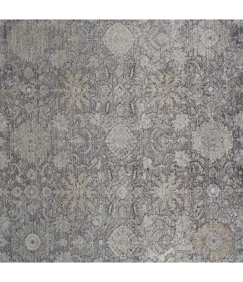 Feizy Sarrant Farmhouse Damask, Gray/Silver/Tan, 9'-6" x 12'-7" Area Rug