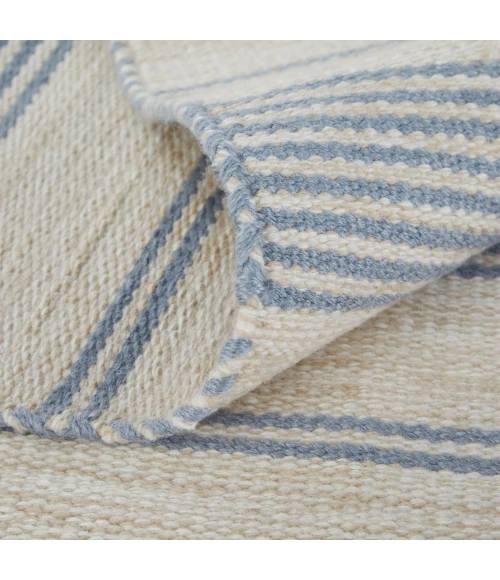 Feizy Duprine Casual Stripes, Blue/Ivory/Tan, 5' x 8' Area Rug