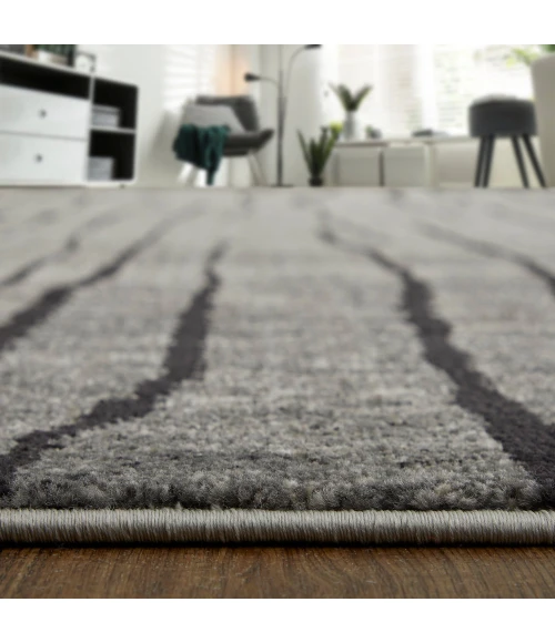 Feizy Kano Industrial Abstract, Gray/Black/Taupe, 6'-7" x 9'-6" Area Rug