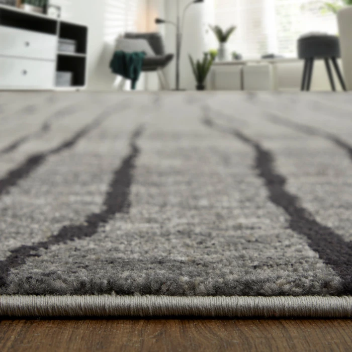 Feizy Kano Industrial Abstract, Gray/Black/Taupe, 2'-7" x 8' Runner