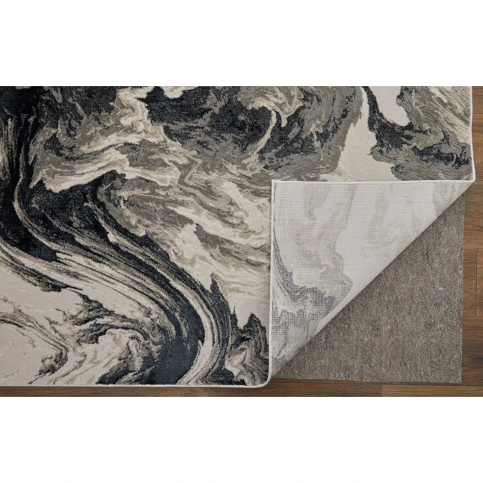 Feizy Micah Industrial Abstract, Ivory/Black/Taupe, 1'-8" x 2'-10" Accent Rug