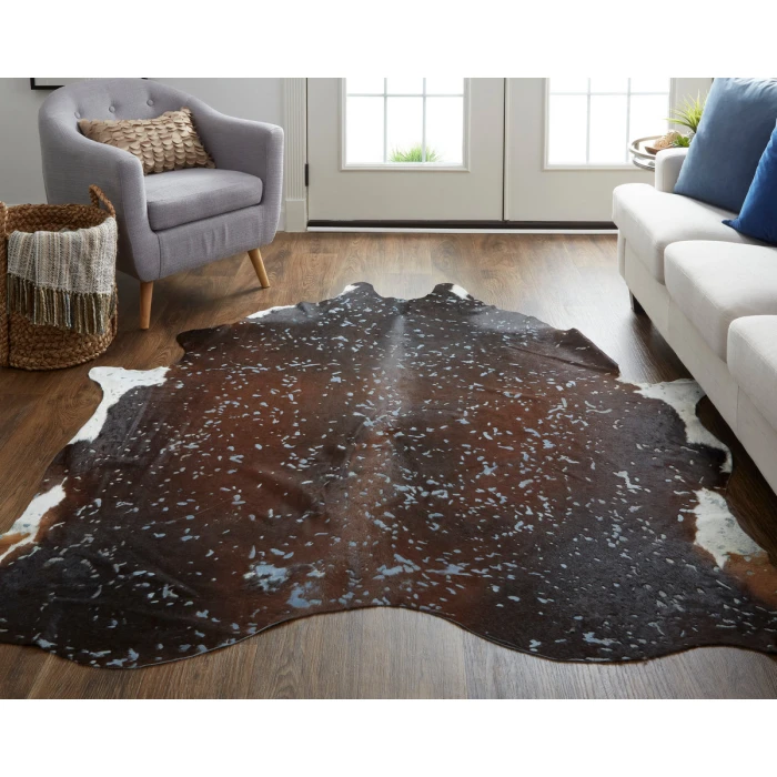 Feizy Ellyse Cabin & Lodge Animal Print, Blue/Brown, Large Shaped Rug