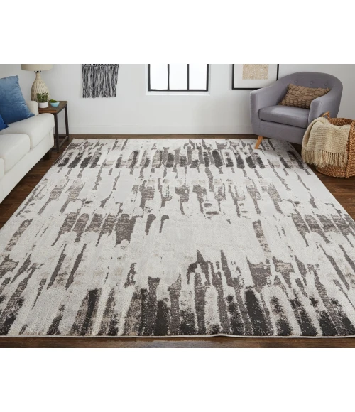 Feizy Vancouver Contemporary Abstract Rug, Gray/Charcoal Gray, 10' x 14' Area Rug