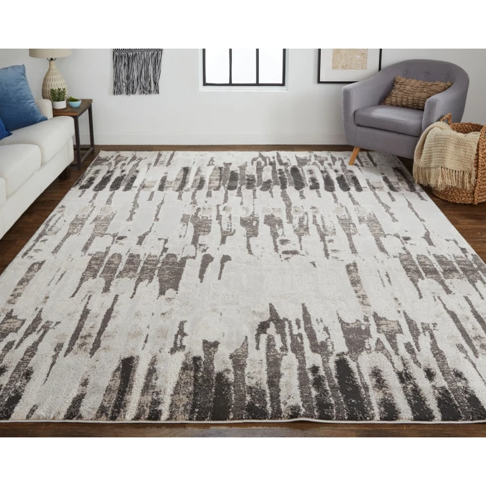 Feizy Vancouver Contemporary Abstract Rug, Gray/Charcoal Gray, 6'-7" X 9'-6" Area Rug