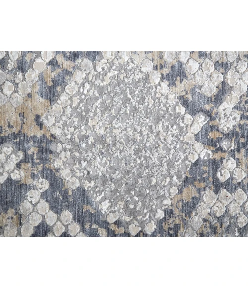 Feizy Laina Global Trellis & Lattice, Silver/Gray/Blue, 3' x 10' Runner