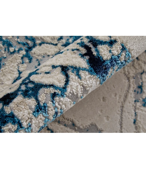 Feizy Indio Industrial Abstract, Ivory/Blue/Black, 8' x 10' Area Rug