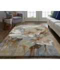 Feizy Dafney Casual Floral & Botanical, Tan/Gray/Green, 9' x 12' Area Rug