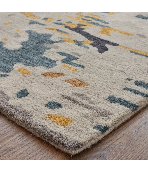 Feizy Everley Abstract Tufted Wool Rug, Light Gray/Golden Yellow, 8' x 10' Area Rug