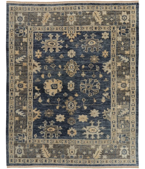 Feizy Fillmore Classic Floral & Botanical, Blue/Gray, 8' x 8' Round Rug
